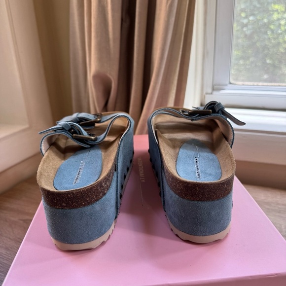 New Free People Rule Breaker Flatform Sandal Shoes Platform in Blue Suede 37 - Picture 9 of 15